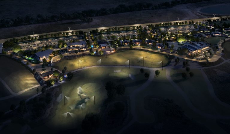 PGA District With Clubhouse Aerial Night 2 min 768x447